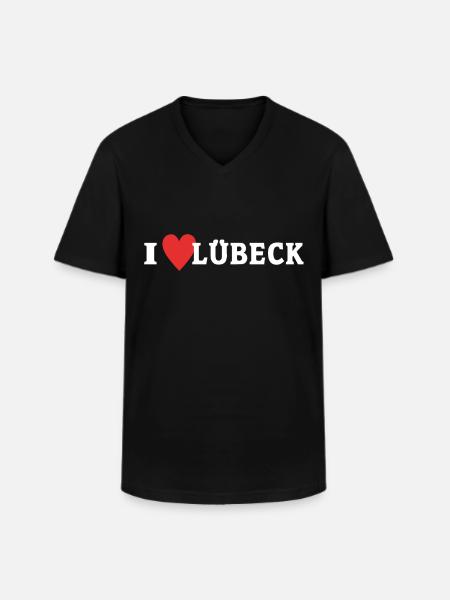 J’aime Lübeck Liebe - T-shirt col V Homme - noir