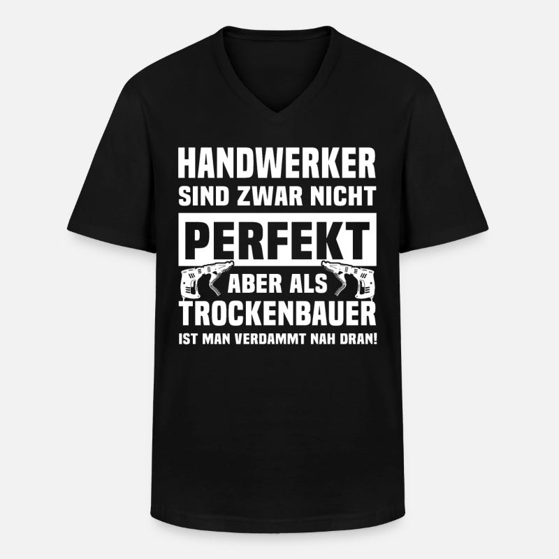 Trockenbauer - Männer-T-Shirt mit V-Ausschnitt - Schwarz