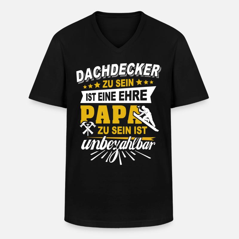 Dachdecker Papa Dachdecken Papas - Männer-T-Shirt mit V-Ausschnitt - Schwarz