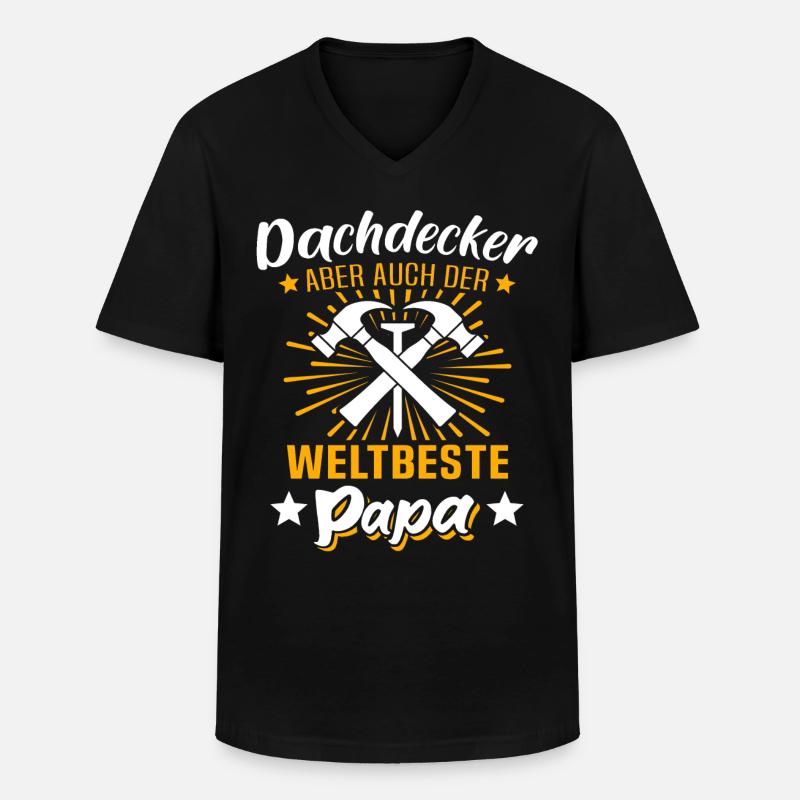 Dachdecker Papa Dachdecken Papas - Männer-T-Shirt mit V-Ausschnitt - Schwarz