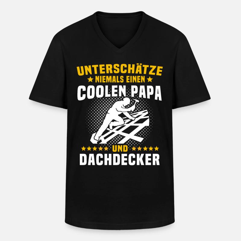Dachdecker Papa Dachdecken Papas - Männer-T-Shirt mit V-Ausschnitt - Schwarz