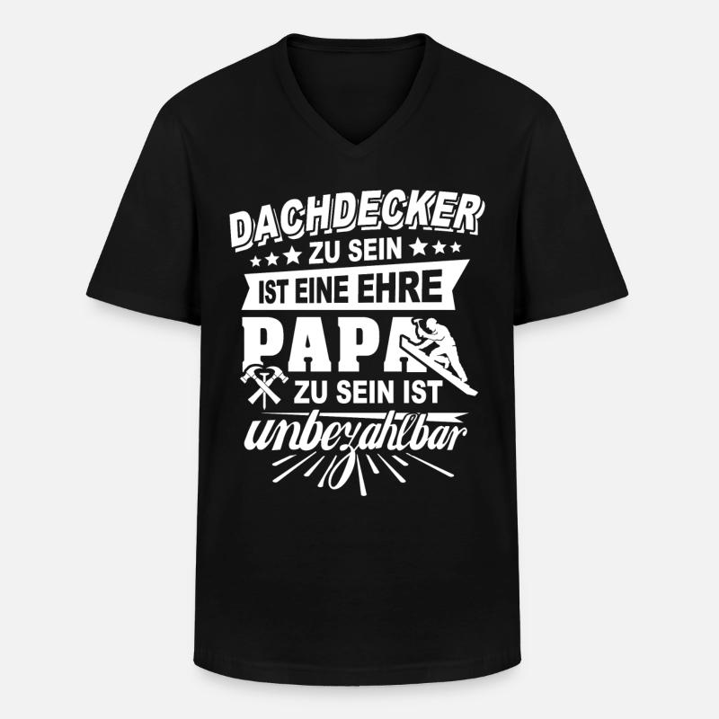Dachdecker Papa - Männer-T-Shirt mit V-Ausschnitt - Schwarz