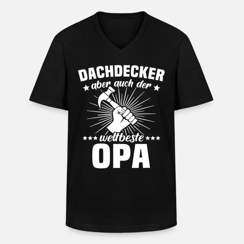 Dachdecker Opa - Männer-T-Shirt mit V-Ausschnitt - Schwarz