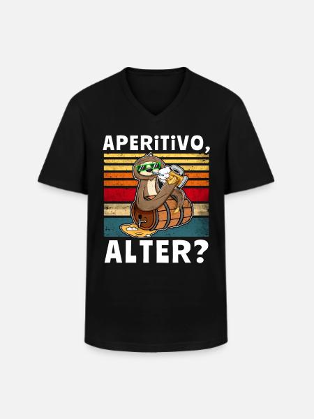 Bier Aperitivo Faultier Trinksprüche - Männer-T-Shirt mit V-Ausschnitt - Schwarz