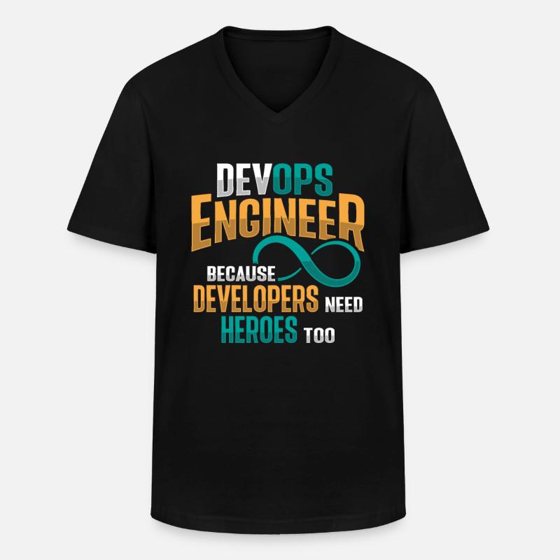 Sys-Admin Developer Devops Engineer - Men's V-Neck T-Shirt - black