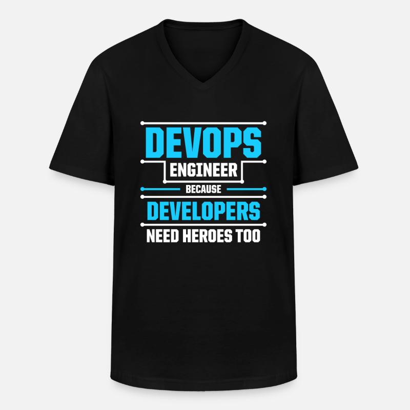 Sys-Admin Developer Devops Engineer - Men's V-Neck T-Shirt - black