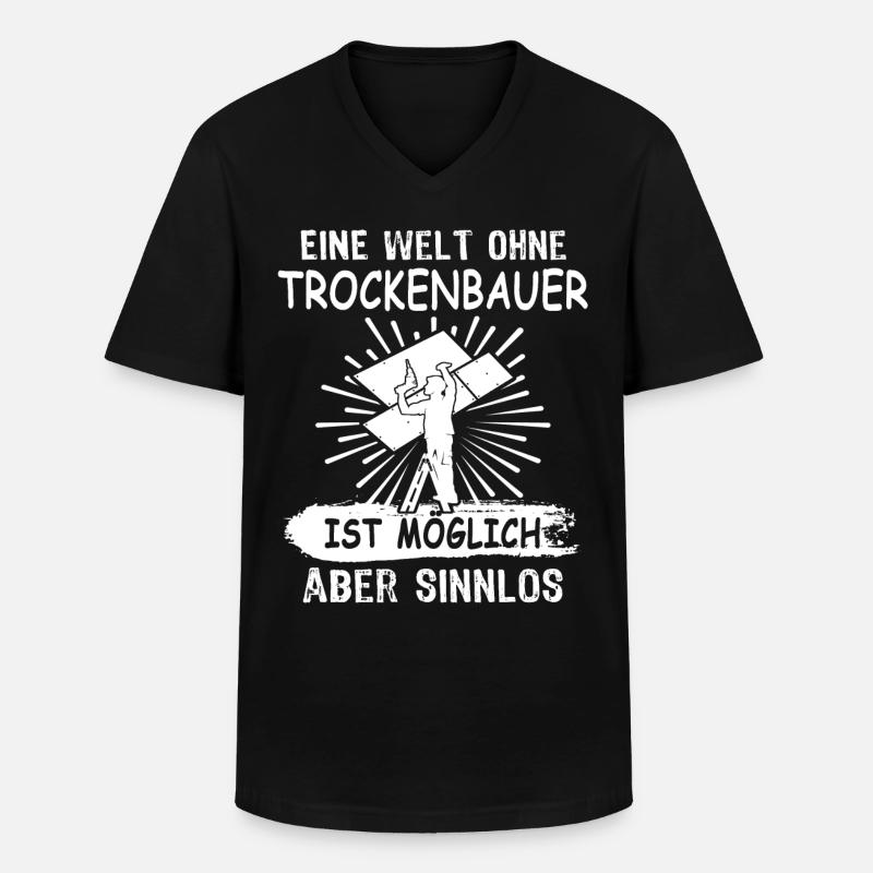 Trockenbauer - Männer-T-Shirt mit V-Ausschnitt - Schwarz