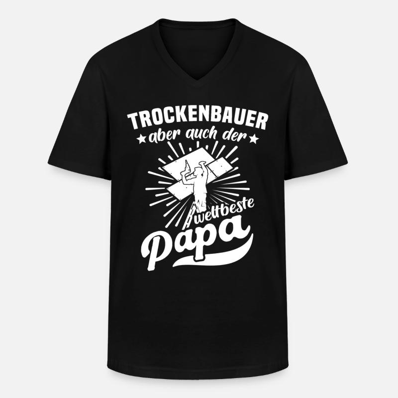 Trockenbauer - Männer-T-Shirt mit V-Ausschnitt - Schwarz