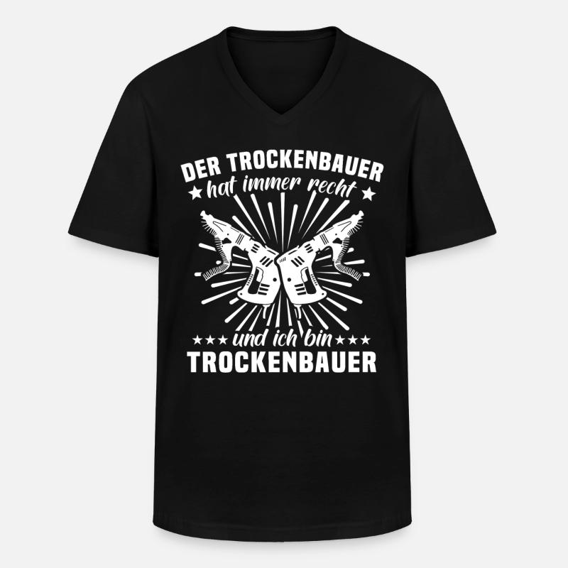 Trockenbauer - Männer-T-Shirt mit V-Ausschnitt - Schwarz