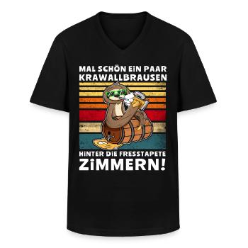 Bier Fresstapete Zimmern Faultier Trinksprüche - Männer-T-Shirt mit V-Ausschnitt - Schwarz - Vorne - AI Model Male 178 dark (178cm)