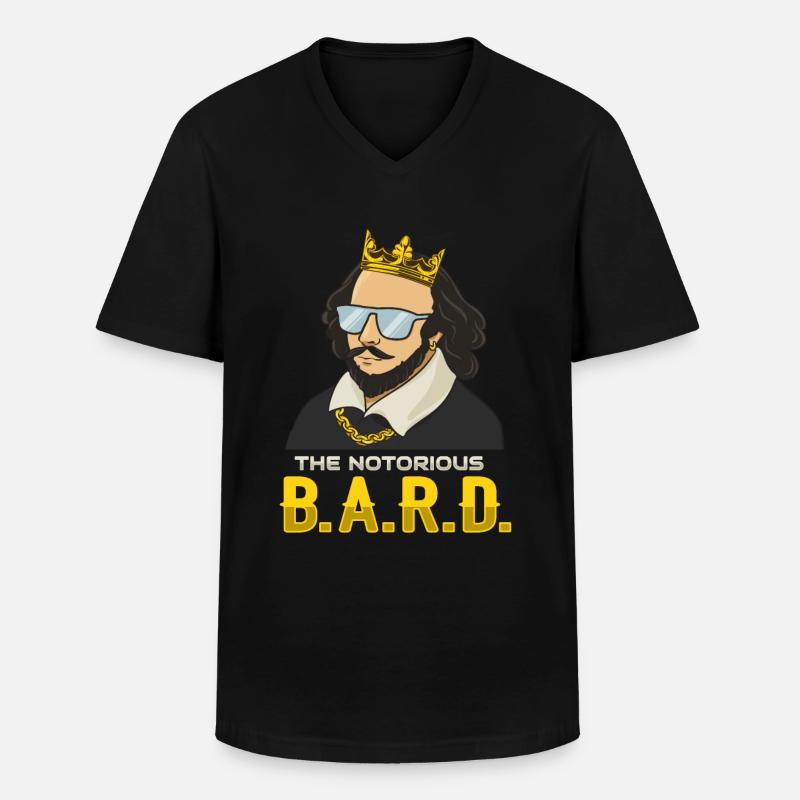 William Shakespeare mit Krone - Männer-T-Shirt mit V-Ausschnitt - Schwarz