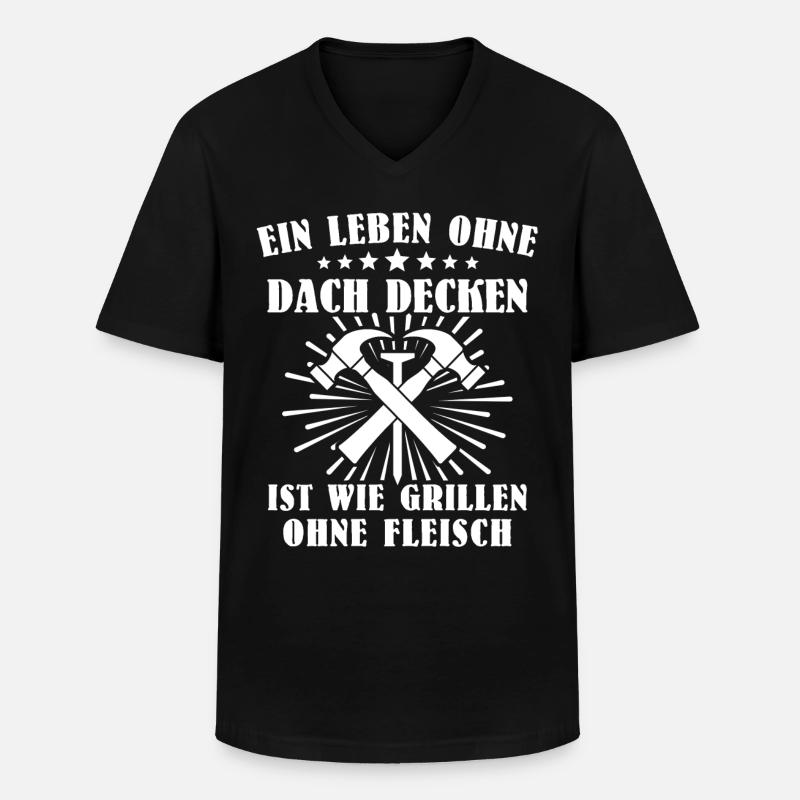 Dachdecker Grillen Dachdecken Grill - Männer-T-Shirt mit V-Ausschnitt - Schwarz