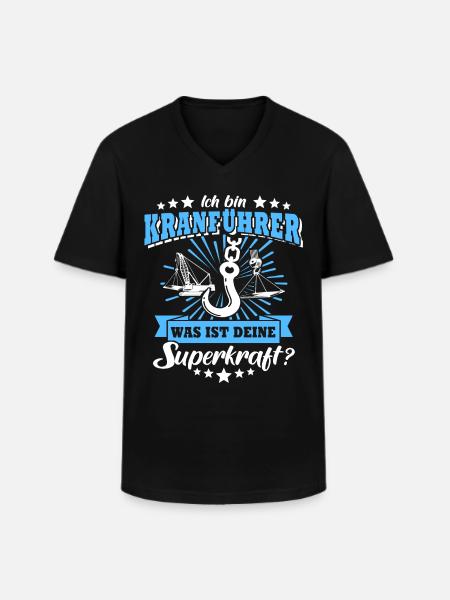 Kranführer Kran Sprüche Kranfahrer - Männer-T-Shirt mit V-Ausschnitt - Schwarz