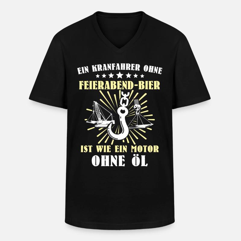 Kranführer Kran Bier Kranfahrer - Männer-T-Shirt mit V-Ausschnitt - Schwarz