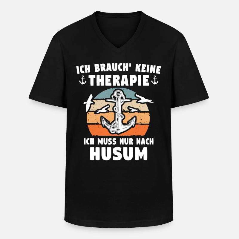 Husum Nordsee Husumer - Männer-T-Shirt mit V-Ausschnitt - Schwarz