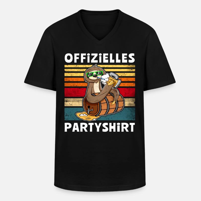 Bier Faultier Trinksprüche - Männer-T-Shirt mit V-Ausschnitt - Schwarz