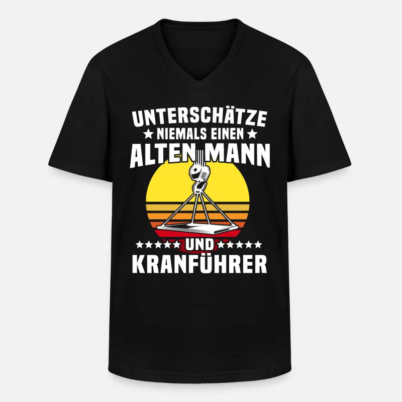 Kranführer Kranfahrer Kran - Männer-T-Shirt mit V-Ausschnitt - Schwarz
