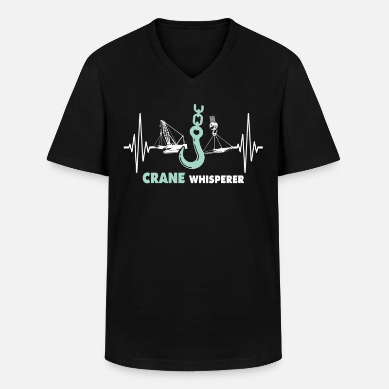 Kranführer EKG Kranfahrer Herzlinie - Männer-T-Shirt mit V-Ausschnitt - Schwarz