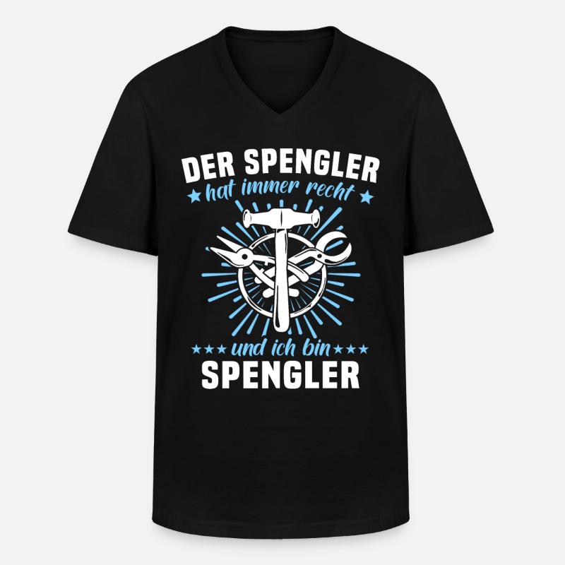 Spengler Sprüche Bauspengler - Männer-T-Shirt mit V-Ausschnitt - Schwarz