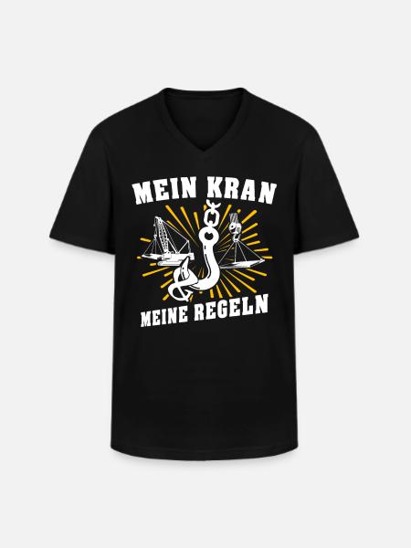 Kranführer Kran Kranfahrer - Männer-T-Shirt mit V-Ausschnitt - Schwarz