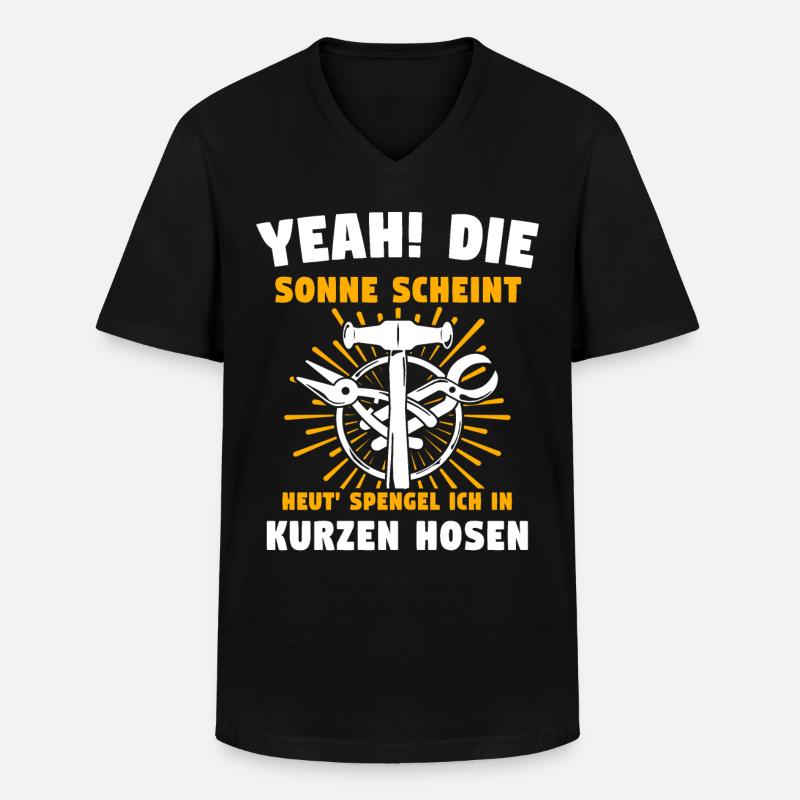 Spengler Bauspengler Spengeln - Männer-T-Shirt mit V-Ausschnitt - Schwarz