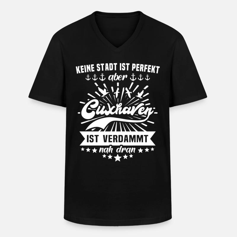 Cuxhaven - Männer-T-Shirt mit V-Ausschnitt - Schwarz