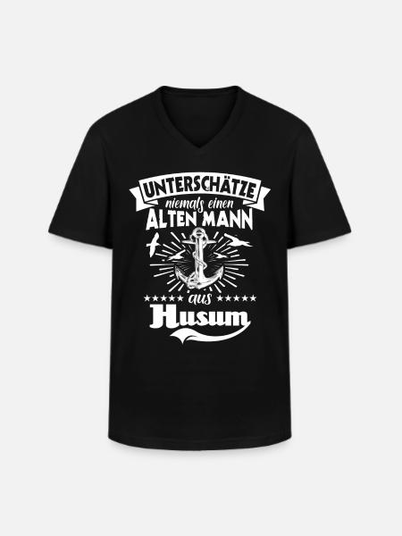 Husum - Männer-T-Shirt mit V-Ausschnitt - Schwarz