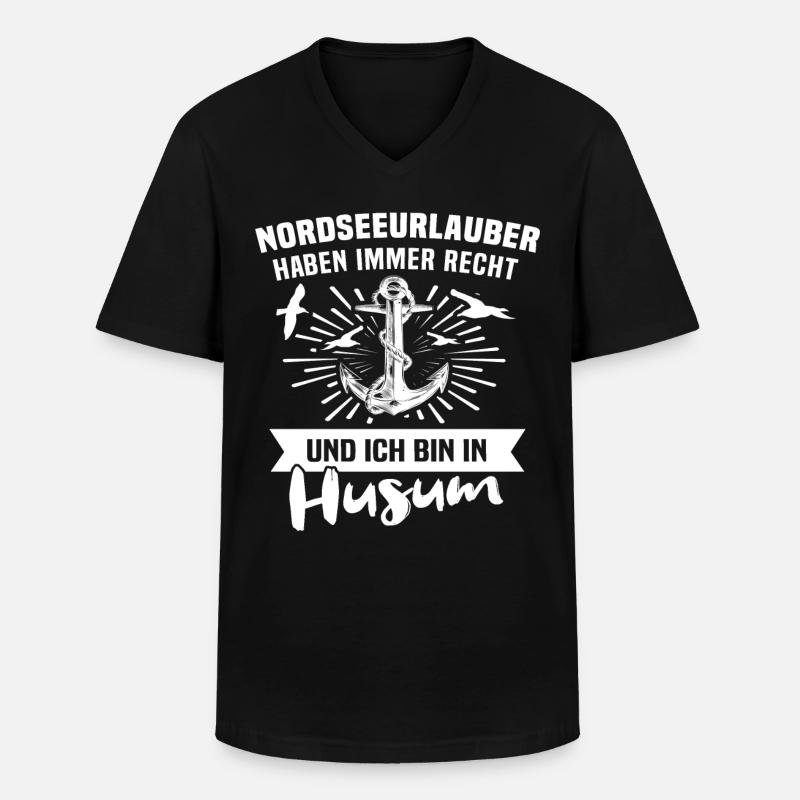 Husum - Männer-T-Shirt mit V-Ausschnitt - Schwarz