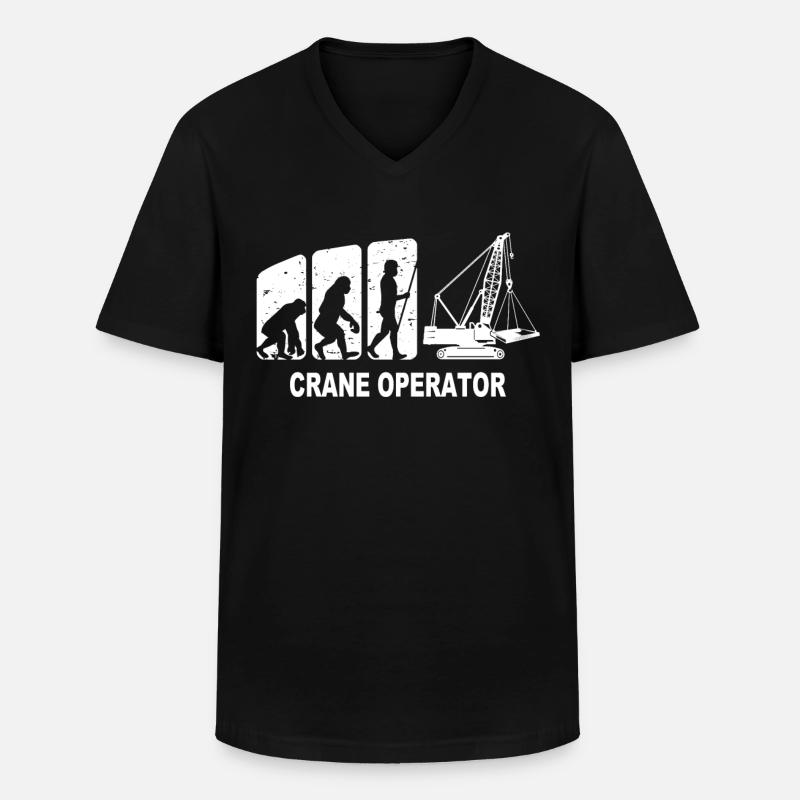 Kranführer Evolution Kranfahrer - Männer-T-Shirt mit V-Ausschnitt - Schwarz
