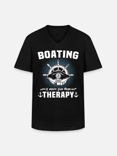 Captain Therapy Boat - Men's V-Neck T-Shirt - black