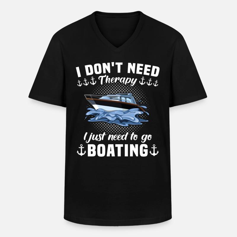 Captain Boating Therapy - Männer-T-Shirt mit V-Ausschnitt - Schwarz