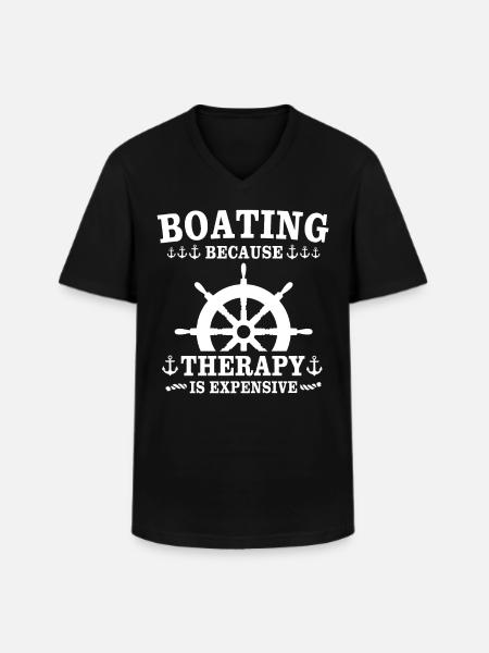 Captain Boating Therapy - Männer-T-Shirt mit V-Ausschnitt - Schwarz
