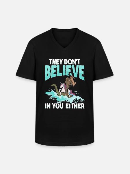 Cryptozoology Cryptid Bigfoot Unicorn Loch Ness - Men's V-Neck T-Shirt - black