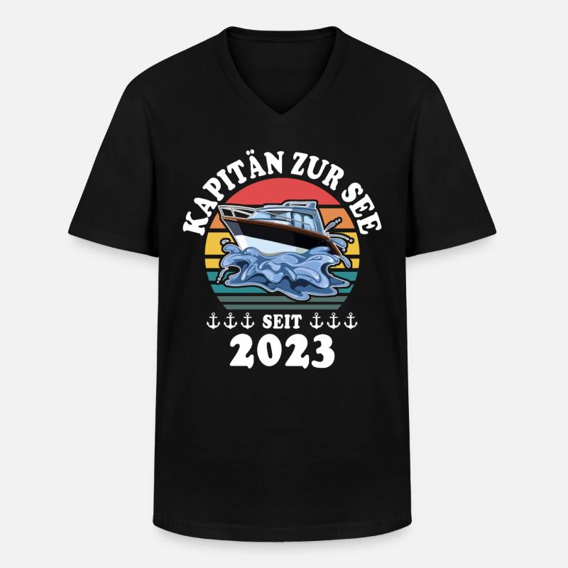 Kapitän Boot Bootsführerschein 2023 - Männer-T-Shirt mit V-Ausschnitt - Schwarz