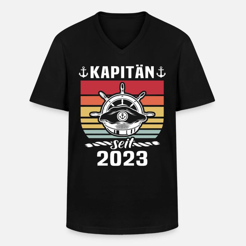Kapitän Boot Bootsführerschein 2023 - Männer-T-Shirt mit V-Ausschnitt - Schwarz