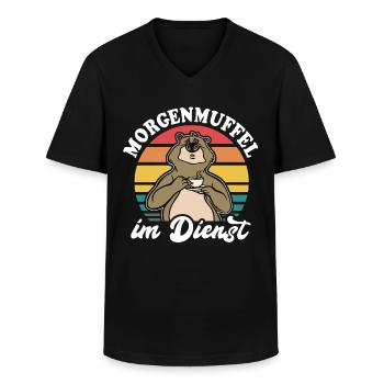 Bär Kaffee Bärchen Morgenmuffel - Männer-T-Shirt mit V-Ausschnitt - Schwarz - Vorne - AI Model Male 178 dark (178cm)
