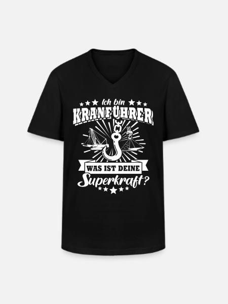 Kranführer Kran Kranfahrer - Männer-T-Shirt mit V-Ausschnitt - Schwarz