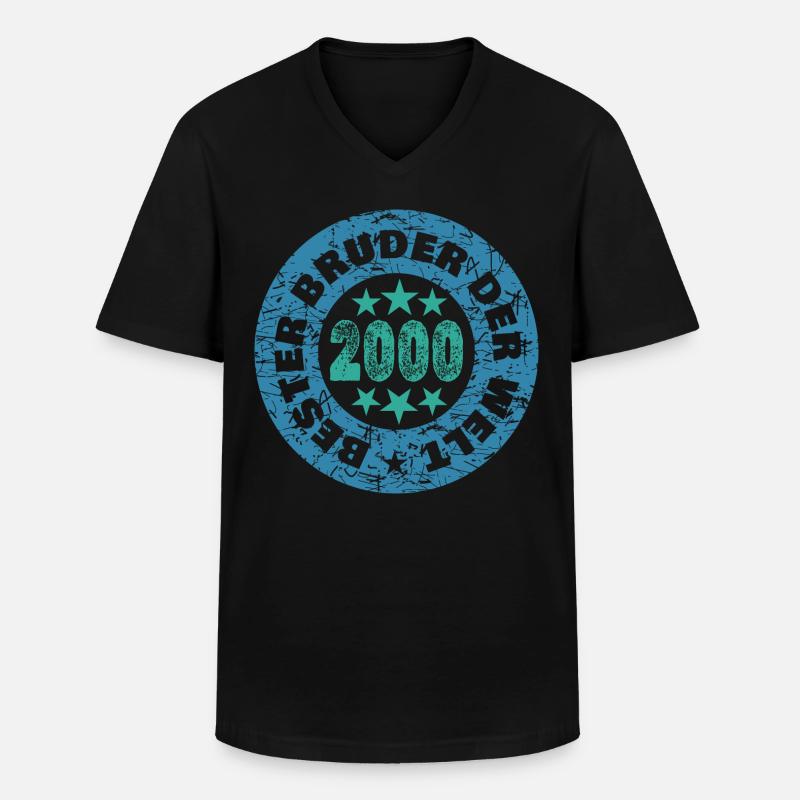 2000 - Männer-T-Shirt mit V-Ausschnitt - Schwarz