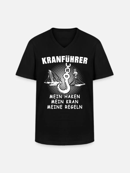 Kranfahrer Kran Kranfuehrer - Männer-T-Shirt mit V-Ausschnitt - Schwarz