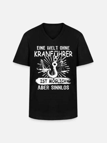 Kranfahrer Kran Kranfuehrer - Männer-T-Shirt mit V-Ausschnitt - Schwarz