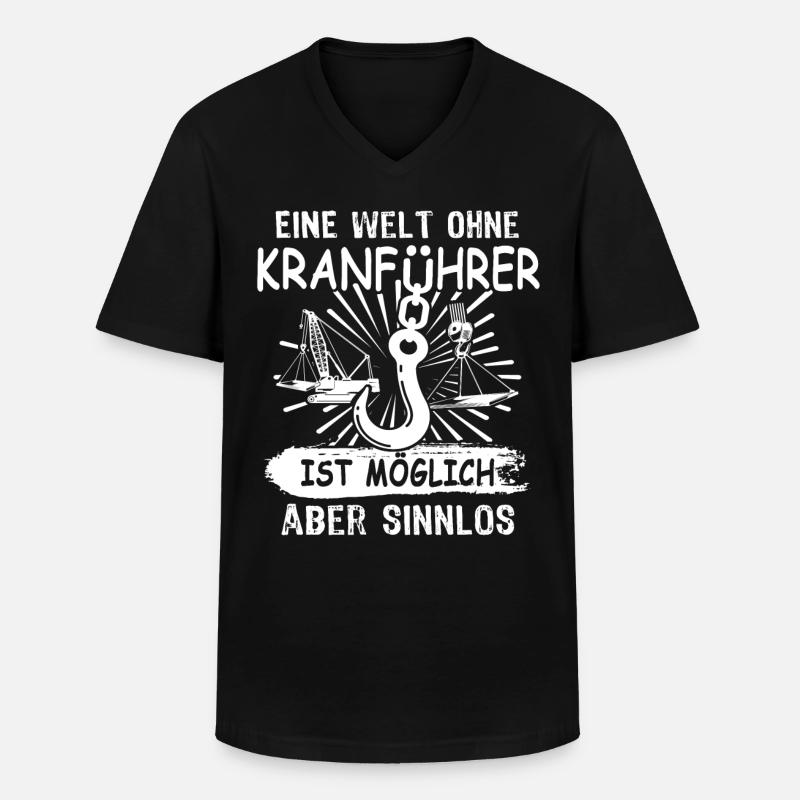 Kranfahrer Kran Kranfuehrer - Männer-T-Shirt mit V-Ausschnitt - Schwarz