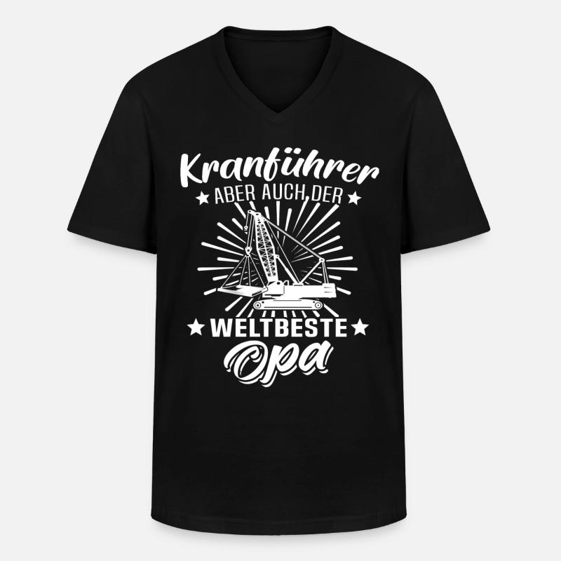 Kranführer Opa Kranfahrer - Männer-T-Shirt mit V-Ausschnitt - Schwarz