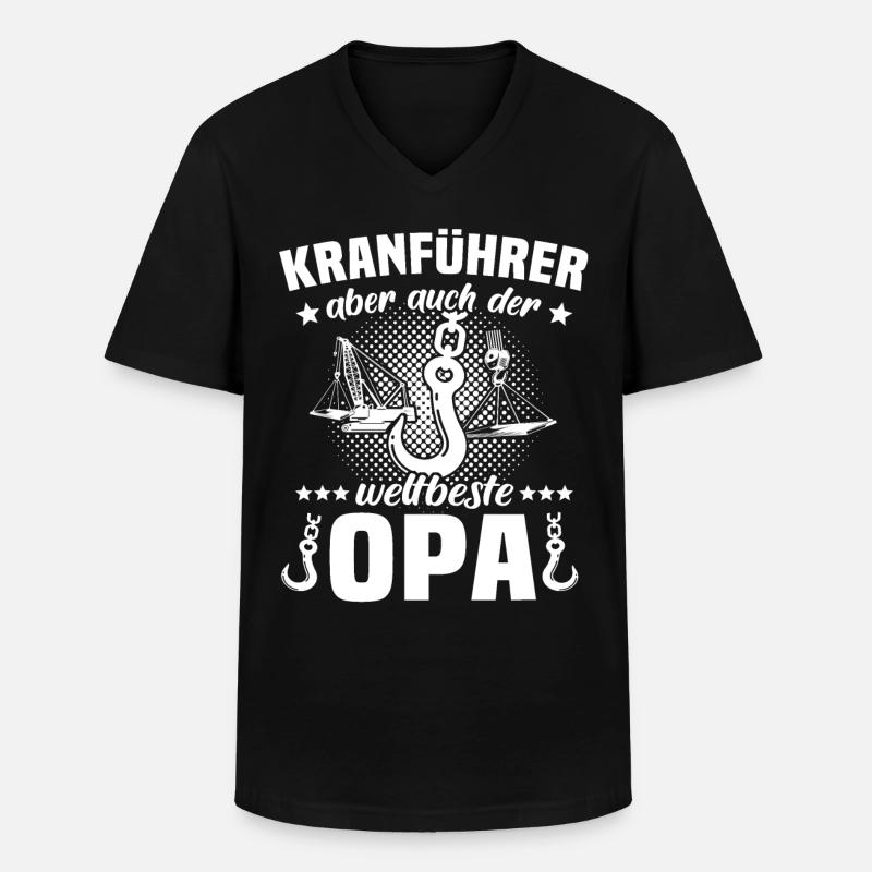 Kranführer Opa Kranfahrer - Männer-T-Shirt mit V-Ausschnitt - Schwarz