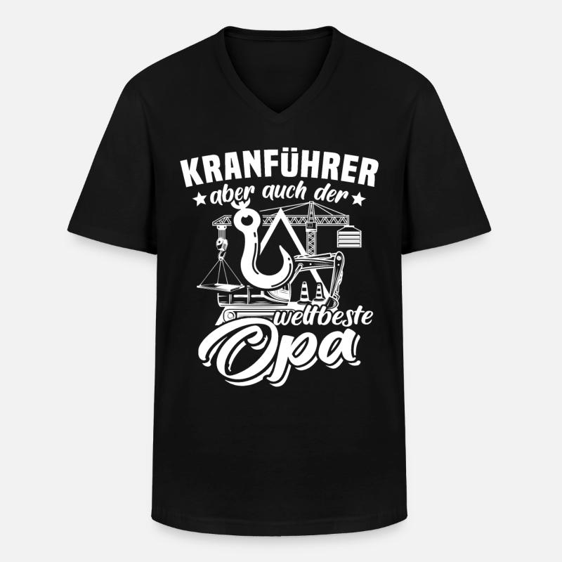 Kranfahrer Opa Kran - Männer-T-Shirt mit V-Ausschnitt - Schwarz