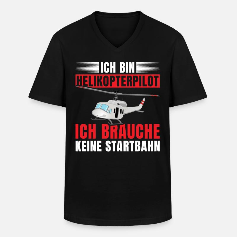 Hubschrauber Helikopter Pilot - Männer-T-Shirt mit V-Ausschnitt - Schwarz