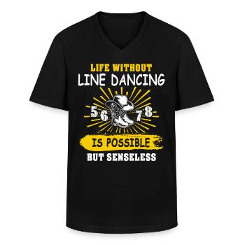Line Dancing Line Dance - Men's V-Neck T-Shirt - black - Front - AI Model Male 178 dark (178cm)