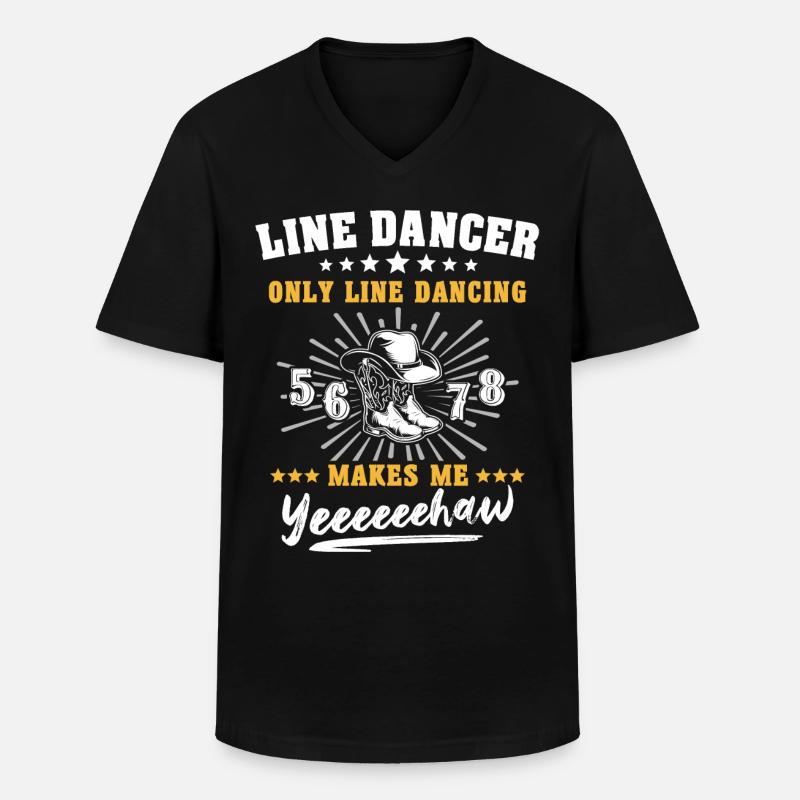 Line Dancing - Männer-T-Shirt mit V-Ausschnitt - Schwarz
