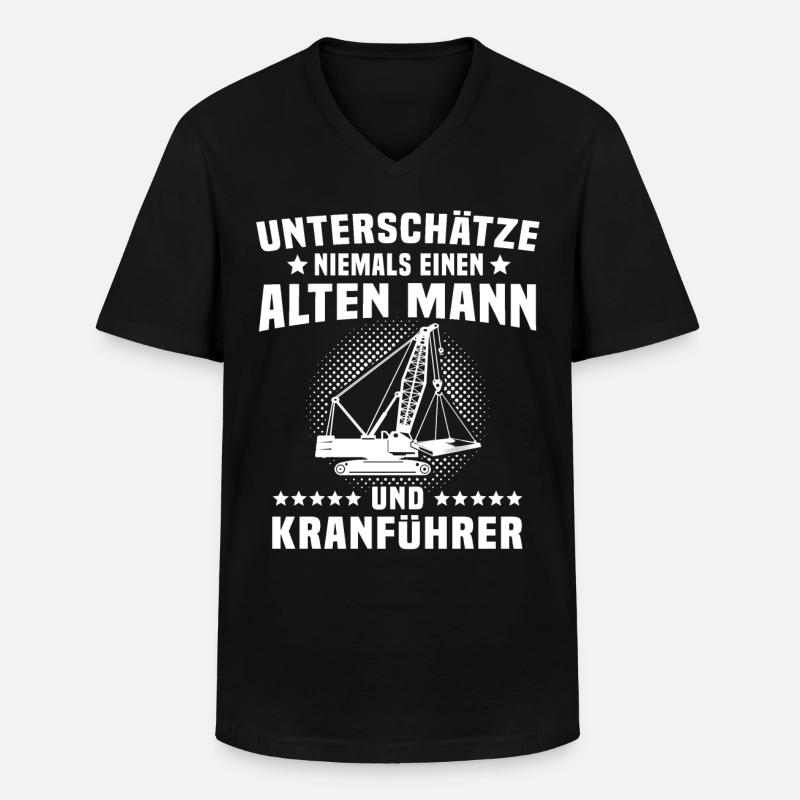 Kranfahrer Kranführer Kran - Männer-T-Shirt mit V-Ausschnitt - Schwarz