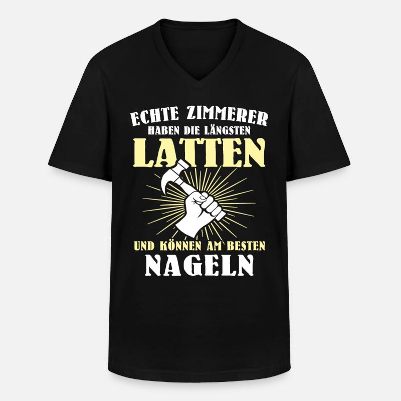 Zimmerer Sprüche Zimmermann - Männer-T-Shirt mit V-Ausschnitt - Schwarz