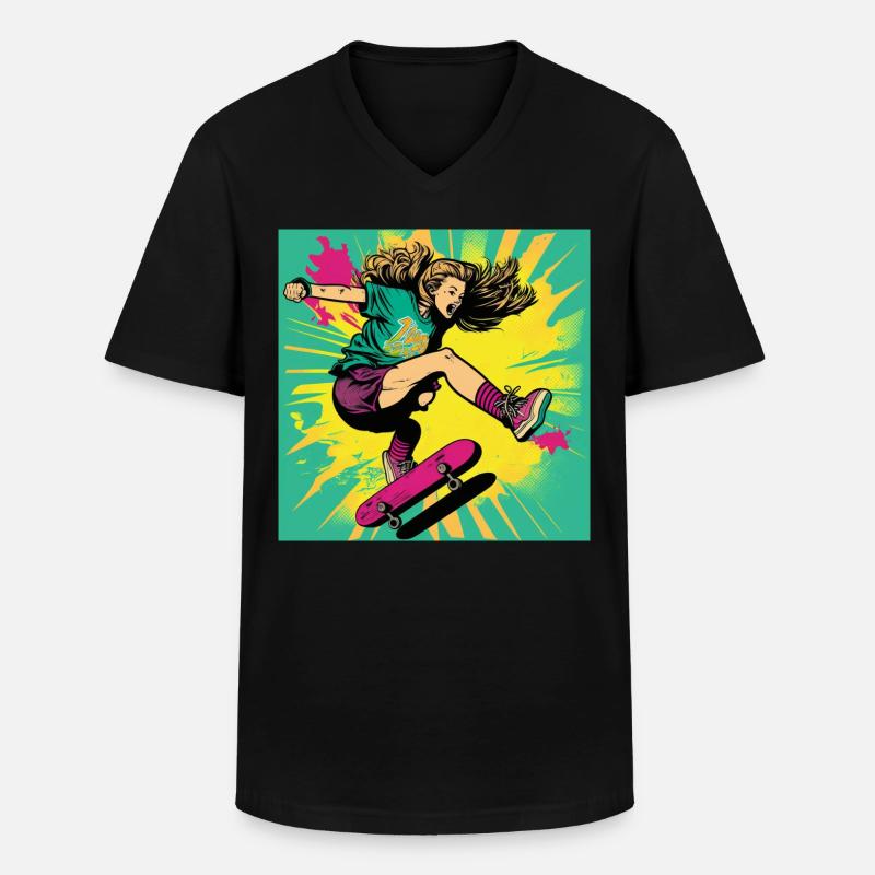 Skater-Mädchen - Männer-T-Shirt mit V-Ausschnitt - Schwarz
